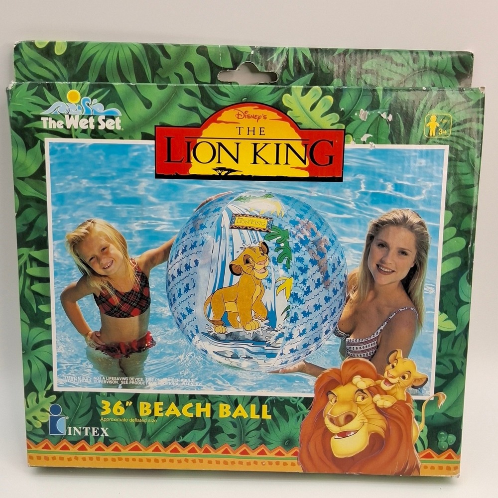 NIB Lion King Inflatable Simba Beach Ball 36" Vtg 1994 The Wet Set/Intex Disney